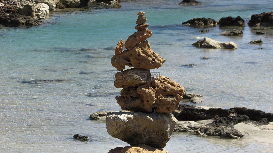 石头,海滩,海