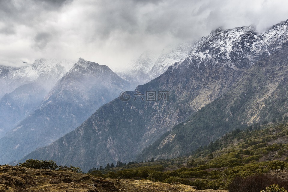 山,高原,云