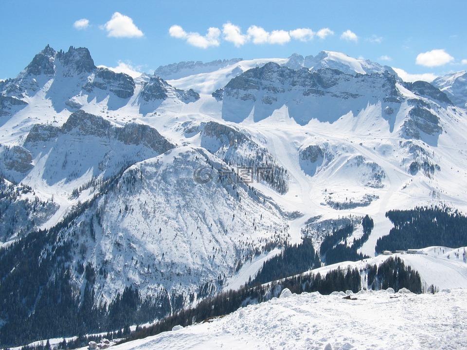冬季,滑雪板,白云岩