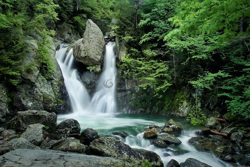 大瀑布,水,溪