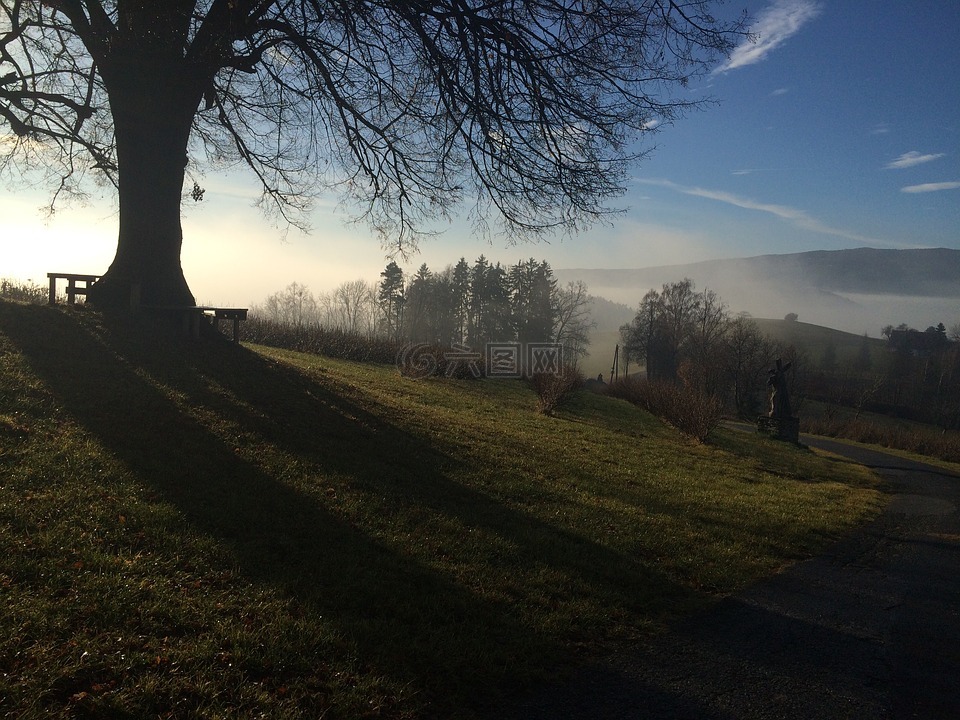 morgenstimmung,秋季,霧