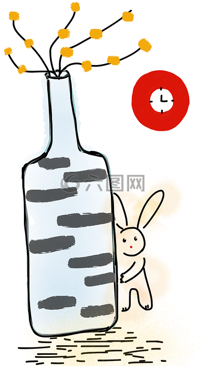 花瓶,花,兔