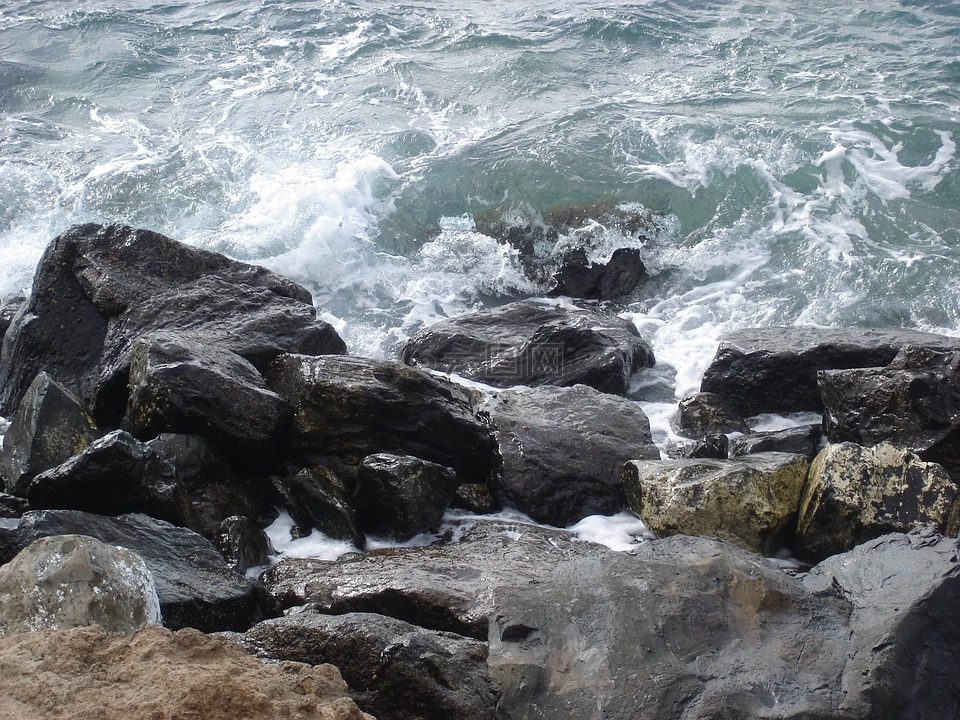 海,海岸,石頭