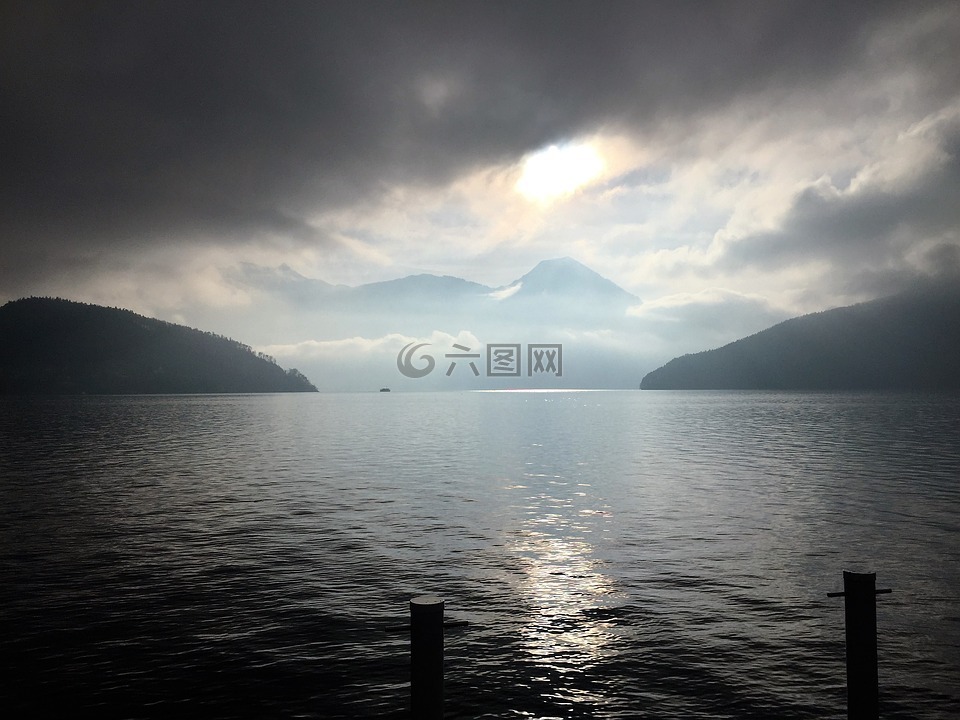 湖,景觀,瑞士