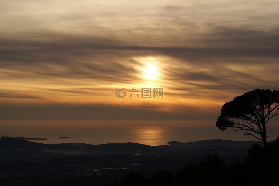 太陽,日落,天空