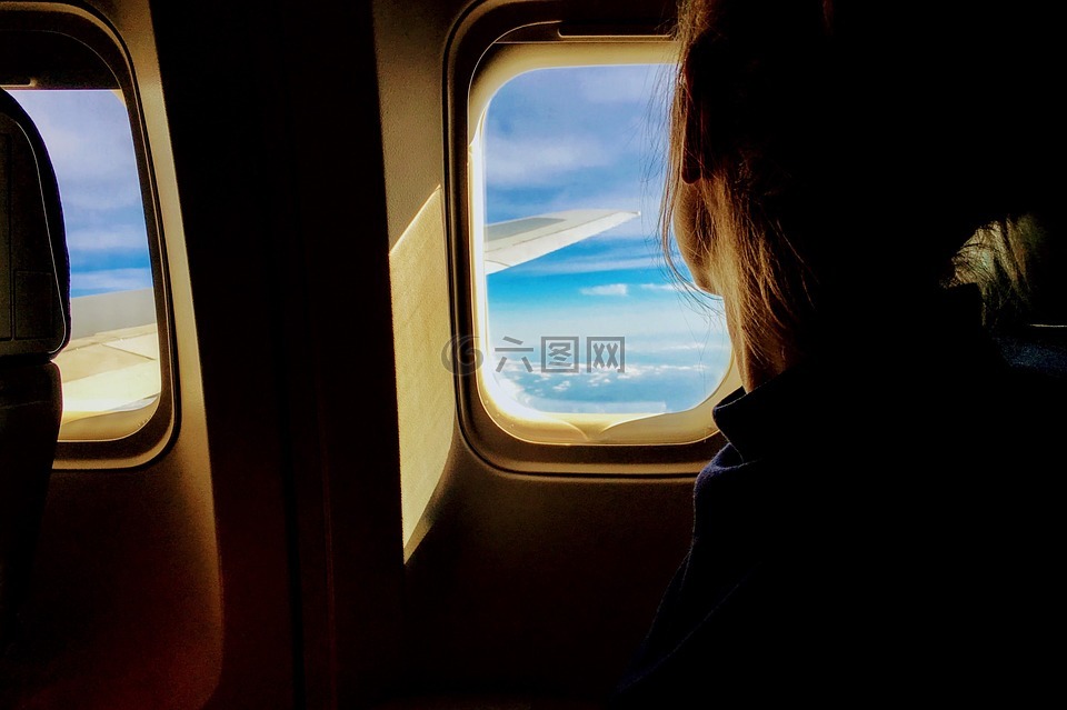 人,女子,飛機(jī)