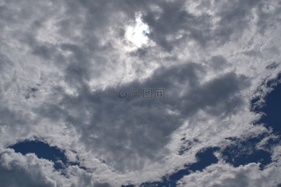 天 s,多云的天空,藍(lán)色
