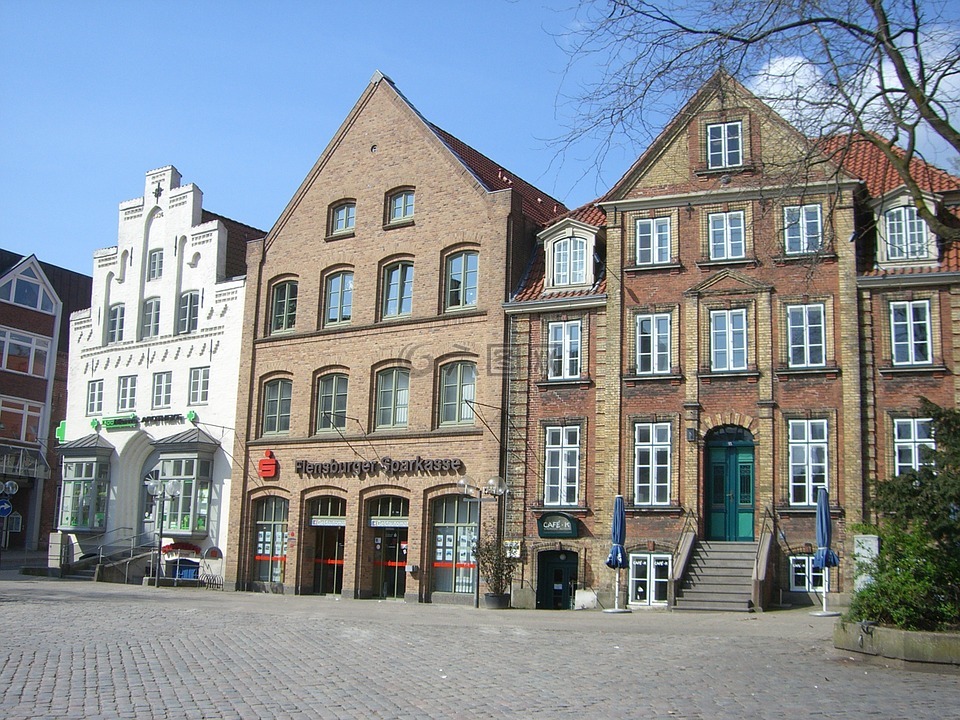 弗倫斯堡,südermarkt,歷史的房子