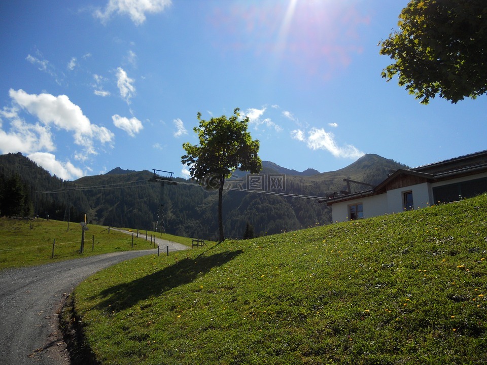 蒂罗尔,山,徒步旅行