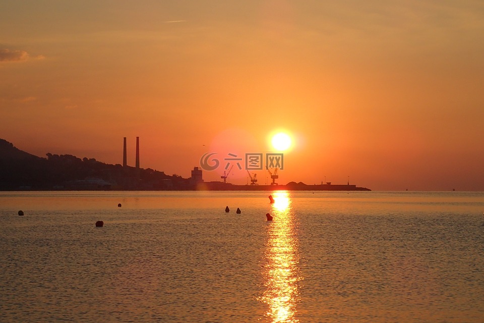 端口,太陽,海