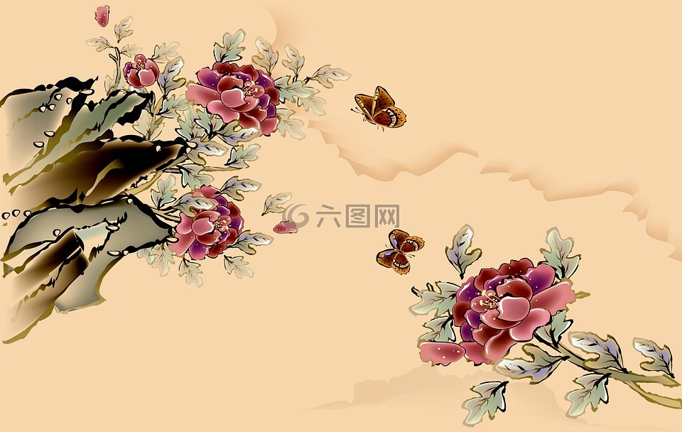 flower,國畫,水彩