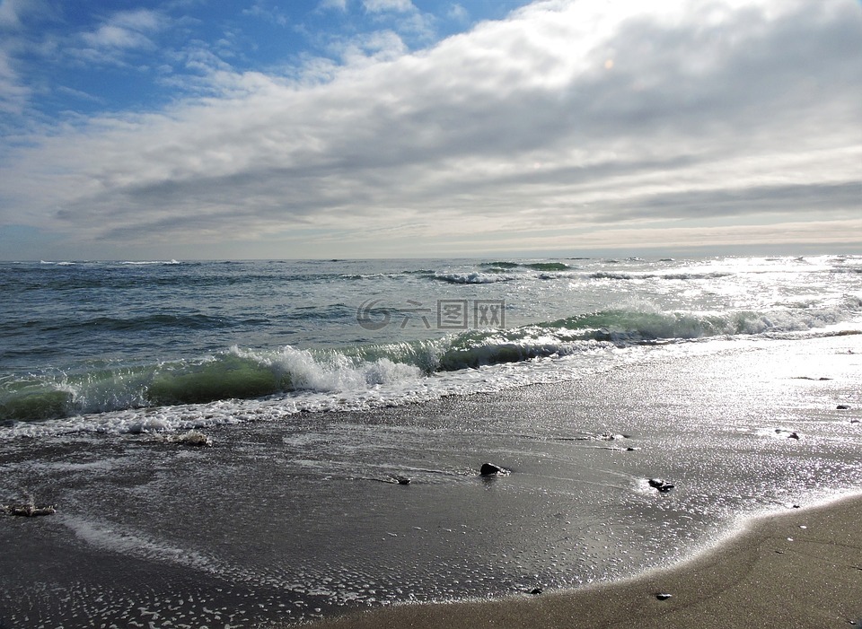 海岸,俄勒岡海岸,海洋