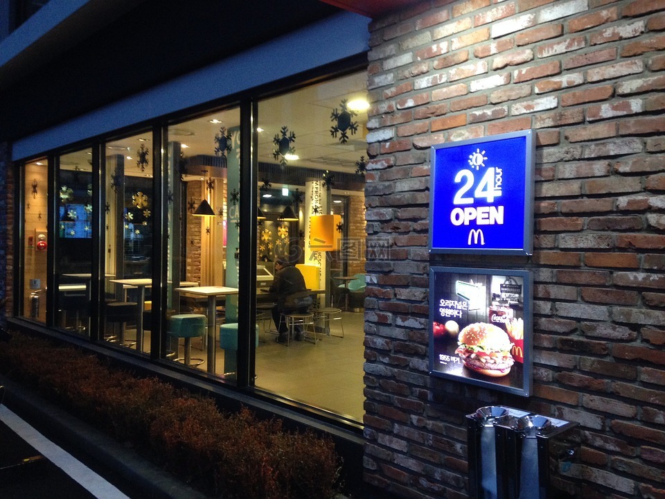 麦当劳,餐厅,24小时开放