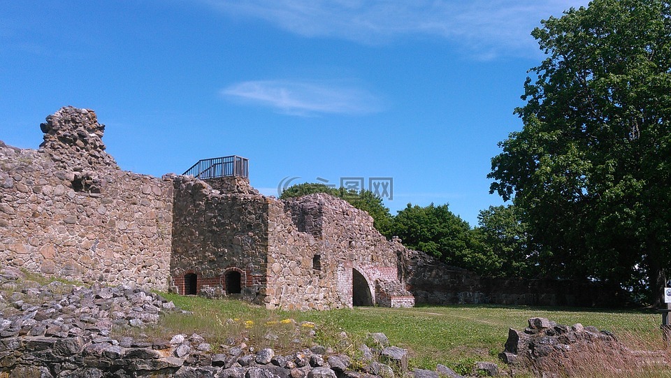 城堡,殘骸,kuusisto