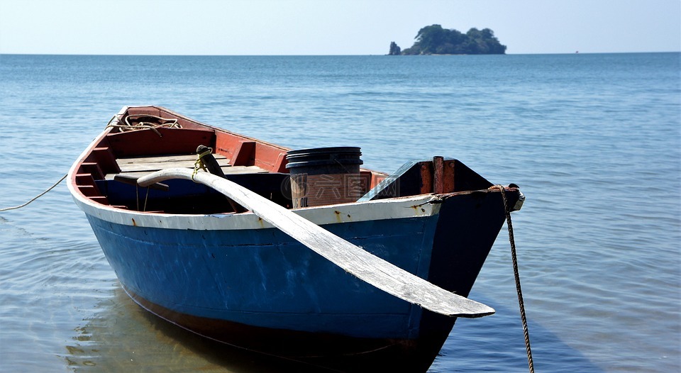 船,釣魚,海