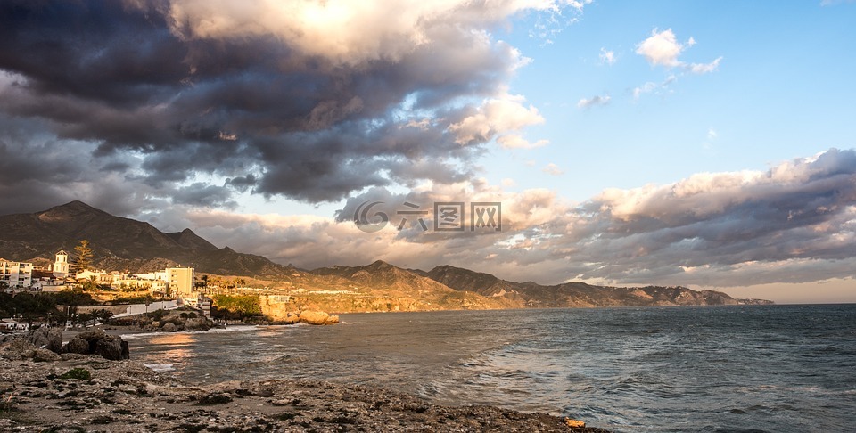 日落,nerja,馬拉加
