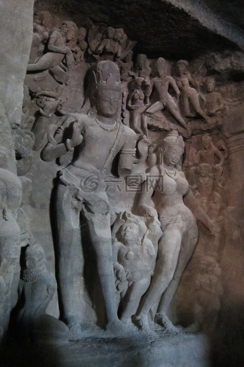 偶像,elephanta 島,濕婆