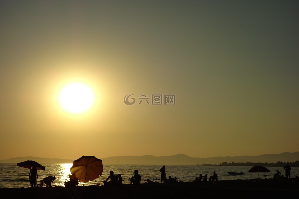 太陽,海灘,假期