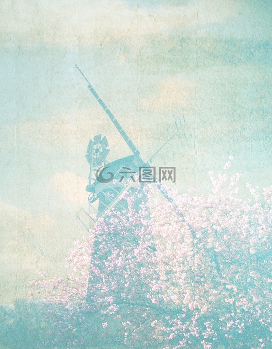 背景,風(fēng)車,樹