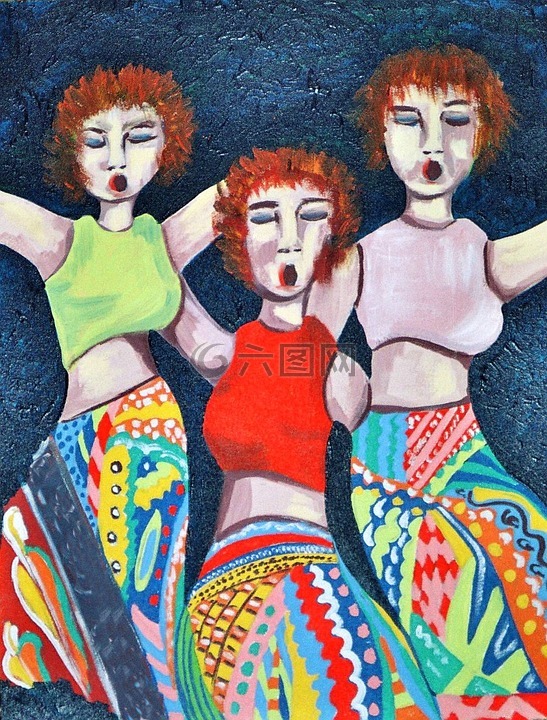 畫(huà),丙烯酸漆,歌唱淑女