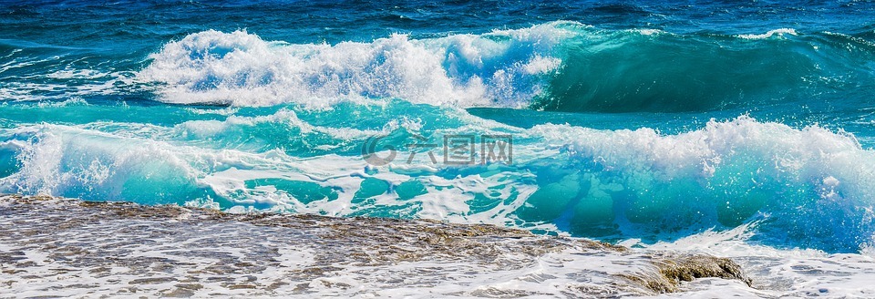 波,海灘,海