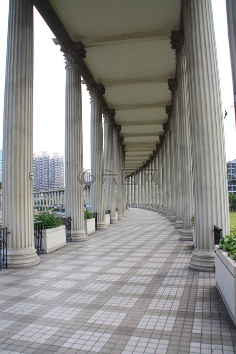 城市的長廊,柱子,風(fēng)景