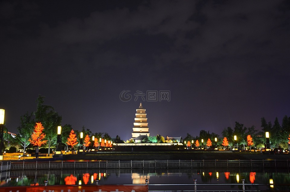 西安,大雁塔,夜景
