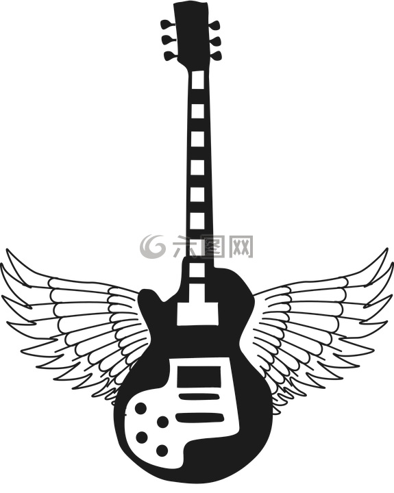 吉他,抽象,翅膀
