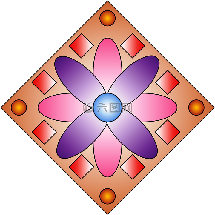 花卉,馬賽克,幾何