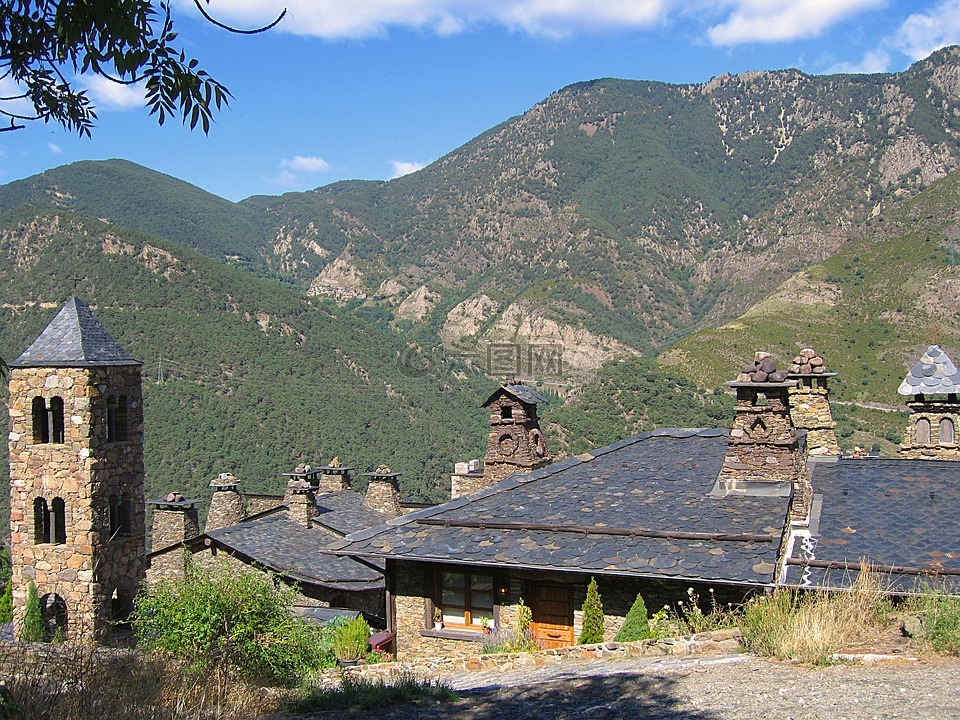 壁爐,屋頂,石板屋頂