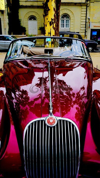 汽車,前,紅色