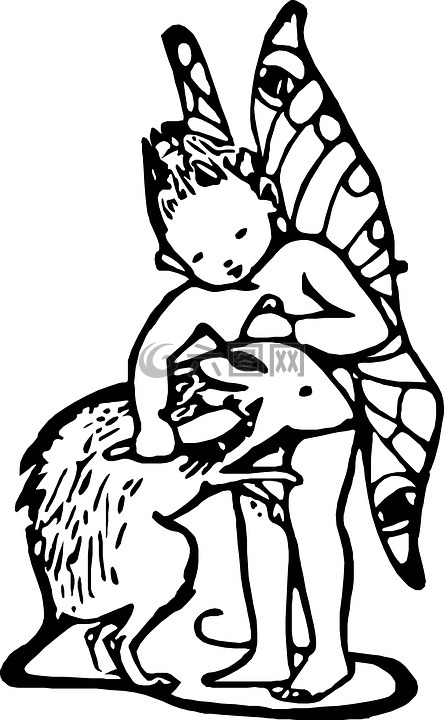 素描,圖,仙女