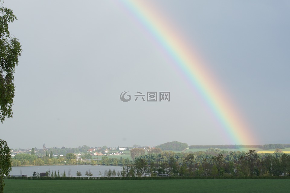 彩虹,湖,拱