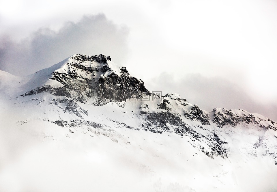 雪,山,景觀