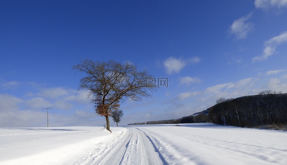 雪,景觀(guān),冬天