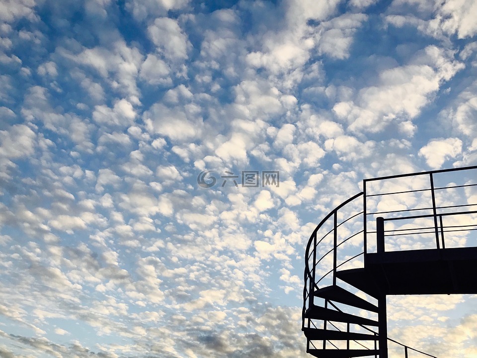 天空,日落,步骤