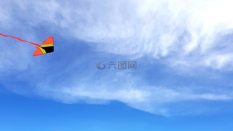 天空,天空藍(lán)藍(lán)的,天上的云