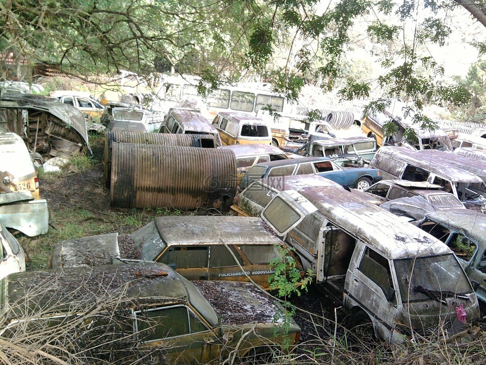 租一輛車,垃圾場,鐵銹