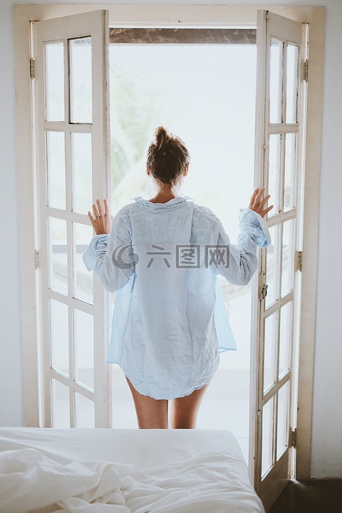 床,臥室,門