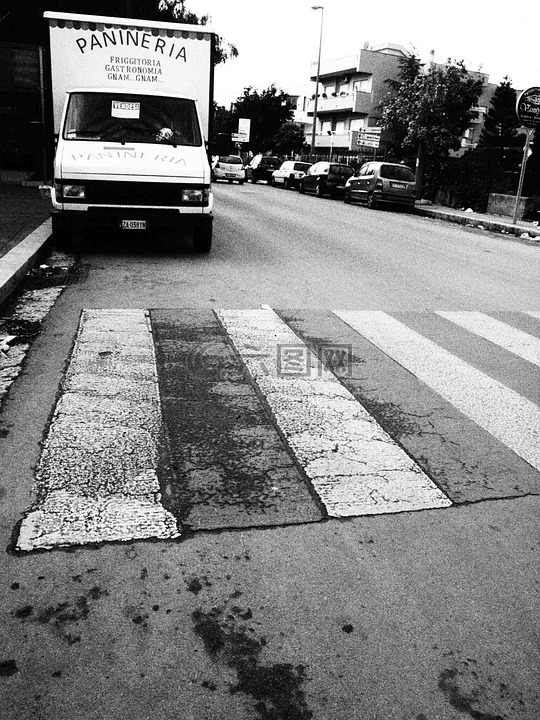 小條,路,面包車