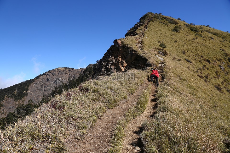 小孩,山水,登山