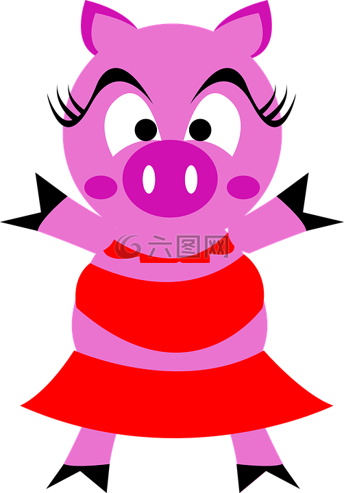 豬,動物,字符