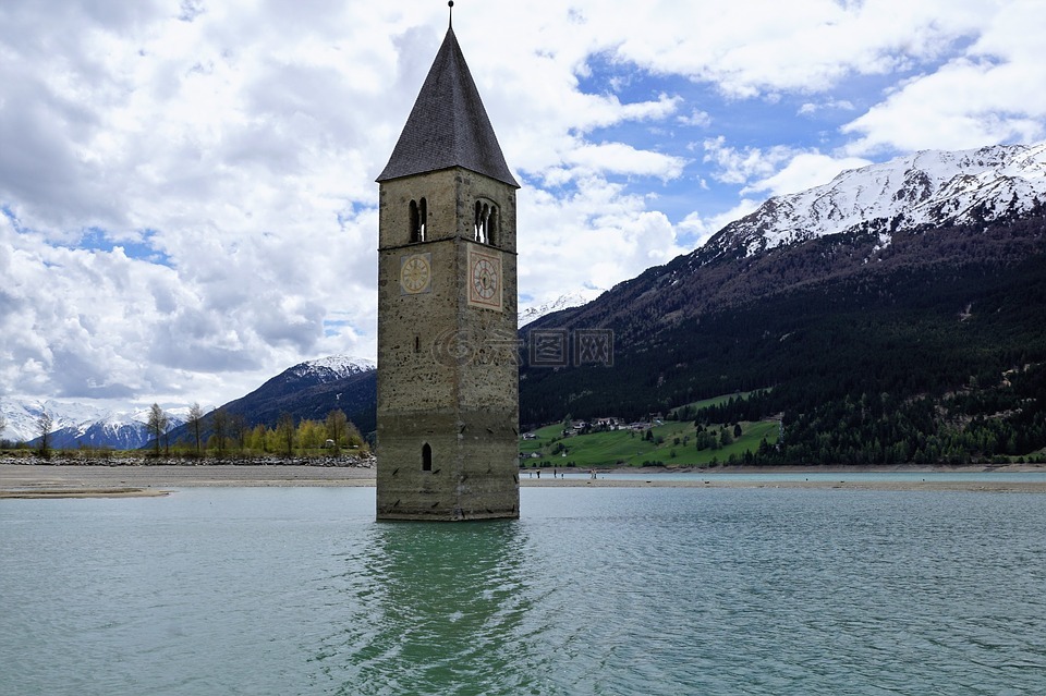 reschensee,庫龍韋諾斯塔,雷西亞湖