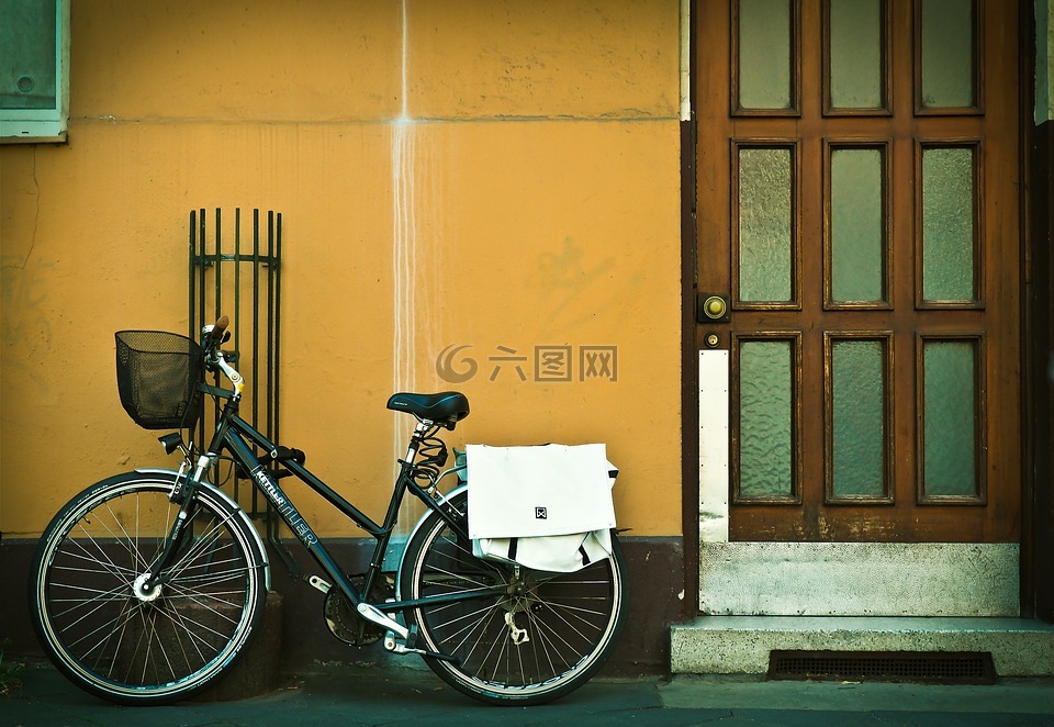 正面,自行車,前門