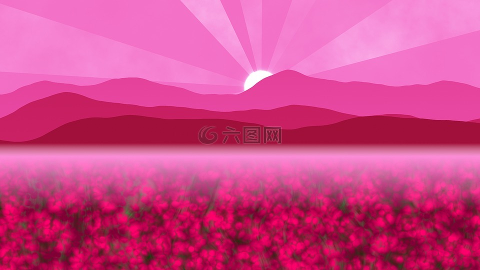 山,太陽光線,花木場