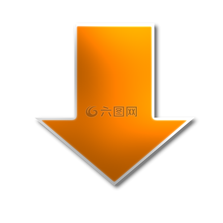 向下,箭頭,黃色