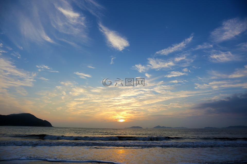 日出,海灘,風(fēng)景