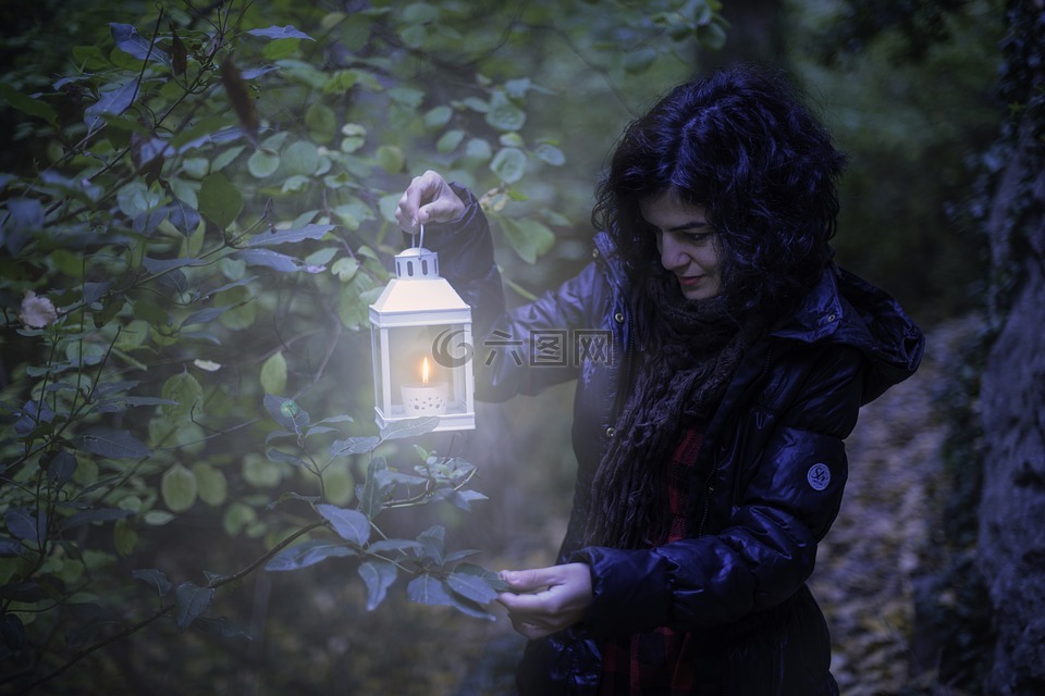 夜,女孩,漂亮的女人