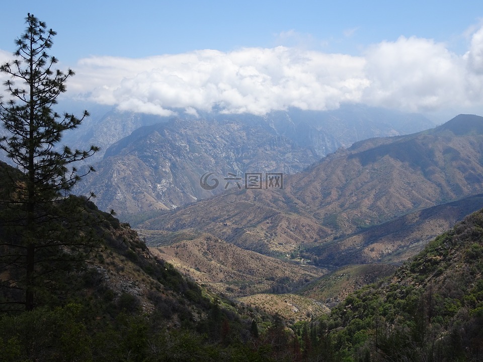 国王峡谷国家公园,山,加利福尼亚州