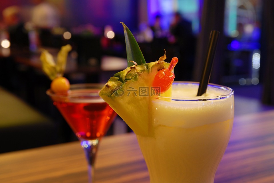 雞尾酒,酒吧,夜
